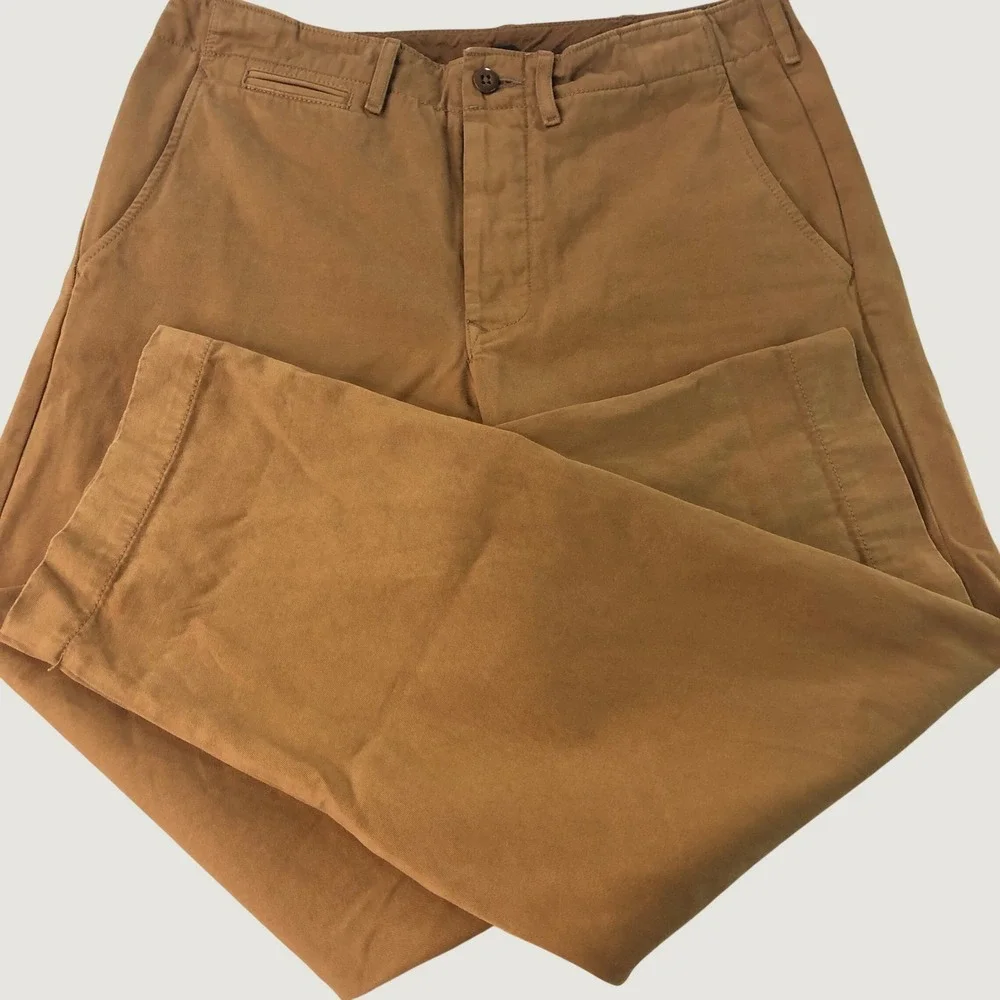 Wallace & Barnes Officer Chino Mens 32x30 Brown Selvedge Cotton Field Trousers